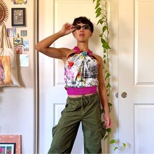 Vintage Y2K Cache Silk Halter Top